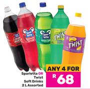 Sparletta Or Twist Soft Drinks Assorted-For 4 x 2L