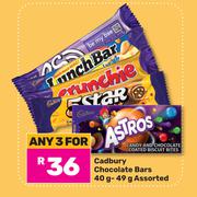 Cadbury Chocolate Bars Assorted-For 3 x 40g/49g