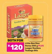 Little Bee Raw Honey 500g Plus Laager Rooibos Teabags 80s-Both For