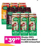 Rhodes 100% Fruit Juice Blend Assorted-6 x 200ml