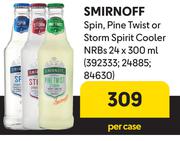 Smirnoff Spin, Pine Twist Or Storm Spirit Cooler NRBs-24 x 300ml Per Case