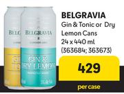 Belgravia Gin & Tonic Or Dry Lemon Cans-24 x 440ml Per Case
