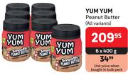 Yum Yum Peanut Butter (All Variants)-6 x 400g