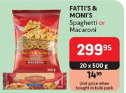 Fatti's & Moni's Spaghetti Or Macaroni-20 x 500g