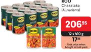 Koo Chakalaka (All Variants)-12 x 410g