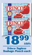 Trinco Tagless Teabags Pouch-100's Each