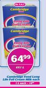 Cambridge Food Long LIfe Full Cream Milk-1Ltr Each