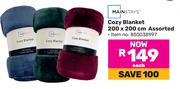 Mainstays Cozy Blanket 200 x 200cm Assorted 850038997