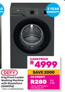 Defy 8Kg Front Loader Washing Machine With Steam Cure DAW396 850032042