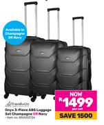 Travelwize Onyx 3 Piece ABS Luggage Set Champagne Or Navy 850003726-Per Set
