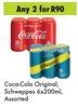 Coca Cola Original, Schweppes Assorted-For 2 x 6 x 200ml
