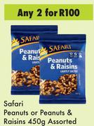 Safari Peanuts Or Peanuts & Raisins Assorted-For 2 x 450g