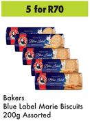 Bakers Blue Label Marie Biscuits Assorted-For 5 x 200g