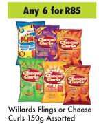 Willards Flings Or Cheese Curls Assorted-For 6 x 150g