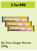 De Vries Ginger Biscuits-For 3 x 200g 