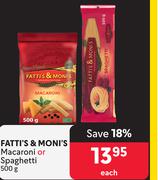 Fatti's & Moni's Macaroni Or Spaghetti-500g Each