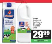 Clover Fresh Or Up Full Cream Or 2% Low Fat Fresh Milk-2L