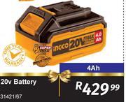 Ingco 20V Battery 4 Ah 31421/67