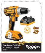 Ingco Cordless Drill 20V + 1 Battery & Charger 31417