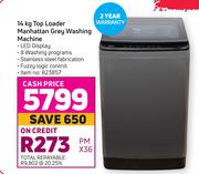 Defy 14Kg Top Loader Manhattan Grey Washing Machine