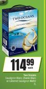 Two Oceans Sauvignon Blanc, Chenin Blanc Or Cabernet Sauvignon Merlot-3L Each