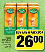 Rhodes 100% Fruit Juice Blend-Any 6x200ml