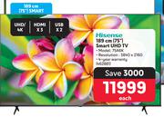 Hisense 189cm (75") Smart UHD TV 75A6K