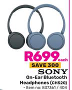 Sony On Ear Bluetooth Headphones CH520-Each