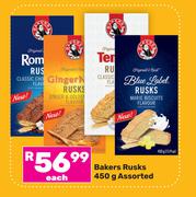 Bakers Rusks Assorted-450g Each