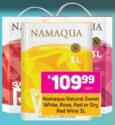 Namaqua Natural Sweet White, Rose Or Dry Red Wine-3Ltr Each