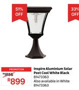 Inspire Aluminium Solar Post Cool White Black 81473363