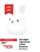 Kids Night Light Bunny LED No Batteries 81476543