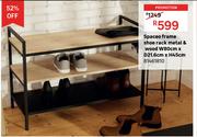 Spaceo Frame Shoe Rack Metal & Wood W80cm x D211.6cm x H45cm 81461810
