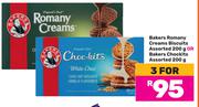 Bakers Romany Creams Biscuits Assorted 200g Or Bakers Chockits Assorted 200g-For 3