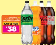 Fanta, Sprite Or Coke Cola Zero Sugar Soft Drinks Assorted-For Any 2 x 2Ltr