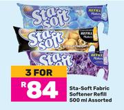 Sta-Soft Fabric Softener Refill Assorted-For 3 x 500ml