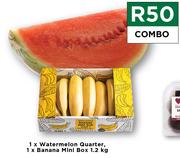 1 x Watermelon Quarter & 1 x Banana Mini Box 1.2kg Combo