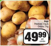 Impi Potatoes 3Kg & Onions 3Kg-Per Combo