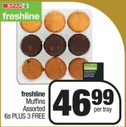 Freshline Muffins Assorted-6's + 3's Per Tray