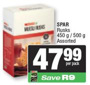 Spar Rusks Assorted-450g/500g Per Pack