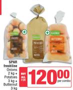 Spar Freshline Onions 2Kg + Potatoes 3Kg + Butternut 3Kg-Per Combo