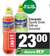 Energade Sports Drink Assorted-For Any 2 x 500ml