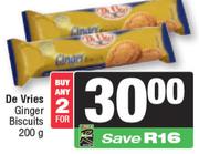 De Vries Ginger Biscuits-For Any 2 x 200g
