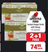 Lifestyle Food Instant Ginger Drink With Honey 20 Sachets-Each