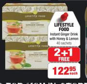 Lifestyle Food Instant Ginger Drink With Honey & Lemon 40 Sachets-Each