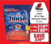 Finish Lemon All In 1 Max Dishwasher Tablets 56 Pack-For 1