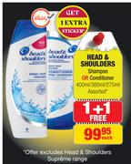 Head & Shoulders Shampoo Or Conditioner Assorted-400ml/360ml/275ml Each
