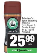Robertson's Spice, Seasoning Or Herbs Assorted-14g/100ml Each