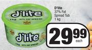 D'Lite 37% Fat Spread Tub-1kg Each