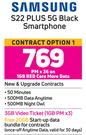 Samsung S22 PLUS 5G Black Smartphone- On 1GB Red Core More Data (36 Months)